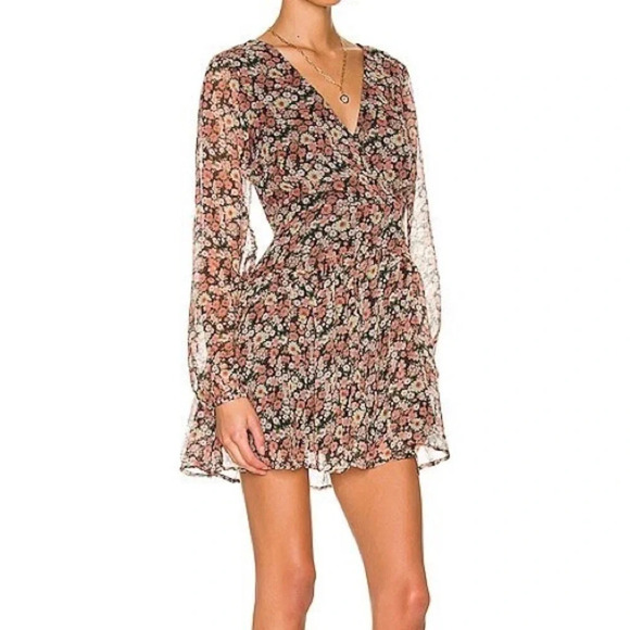 Bardot Cut Out Frill Mini Dress in Floral - NEW - Size XS (2 US) - Picture 1 of 9
